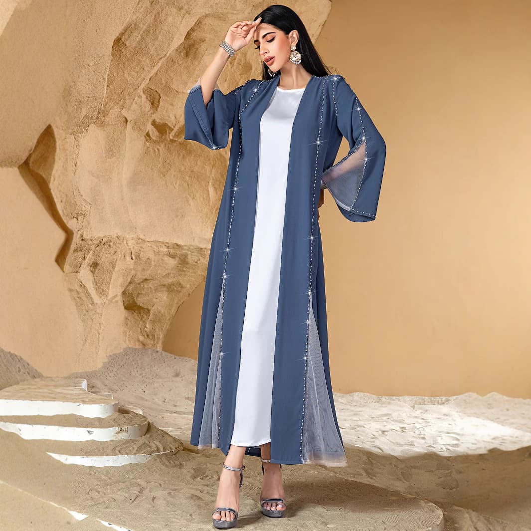 BA4078 Cross-border Women's Fashion Cardigan Robe Abaya Long Dress