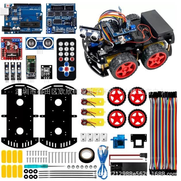 2026 New Smart Car 4-Wheel DIY Kit 4WD Robot Car Compatible with UNO 4-Wheel Smart Car