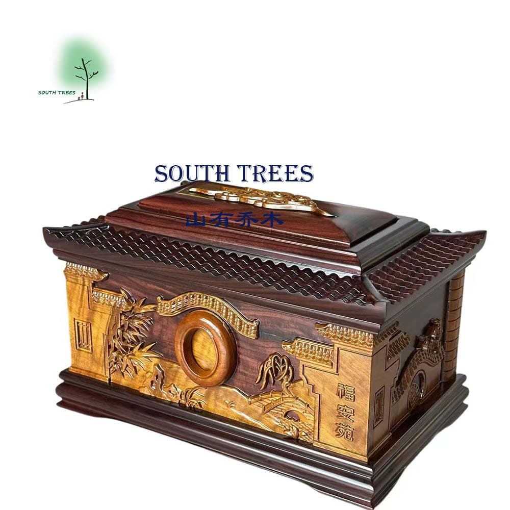 Factory price no fake goods - direct sale golden silk nanmu and rosewood urns longevity boxes coffin burial funeral supplies
