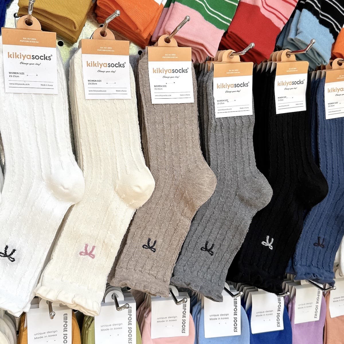 2025 autumn and winter new ballet style bow stockings 2874 kikiya simple and versatile combed cotton socks