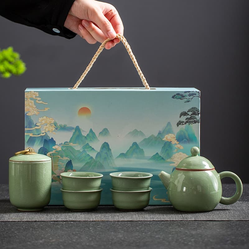 Free Shipping Tea Set, National Trend Gift Box, Ceramic Tea Ware Gift Set, Corporate Annual Event Gifts with Logo Printing
