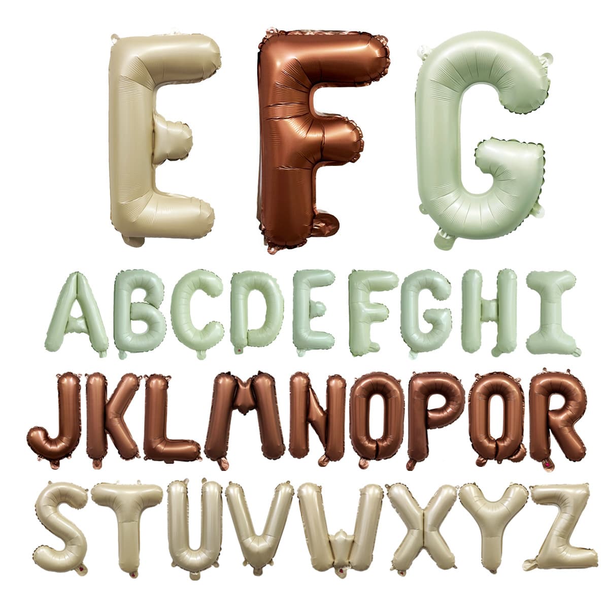 Retro Ins Style 16inch Letter Balloons in Milky White, Caramel, Coffee, Chocolate Colors, American Version A-Z Aluminum Foil Balloons