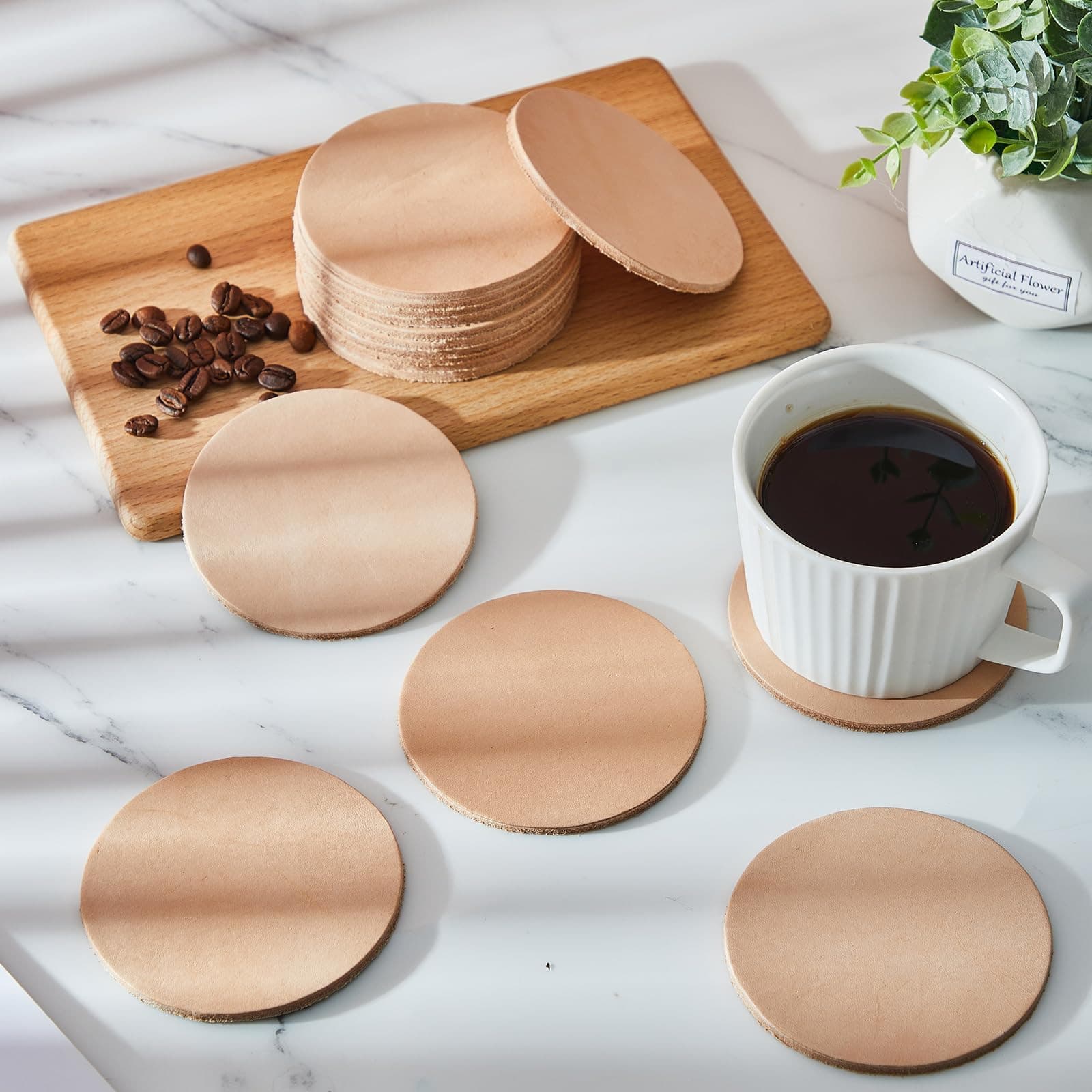 Amazon ebay Temu TikTok Shop Hot Selling Leather Goods First Layer Cowhide Coaster Color Changing Cow Leather