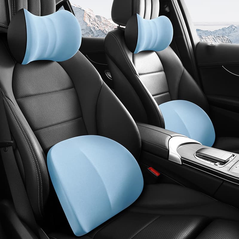 Car Headrest Pillow, Car Seat Lumbar Support Cushion with Memory Foam, Neck Pillow and Waist Support for Vehicle Seats