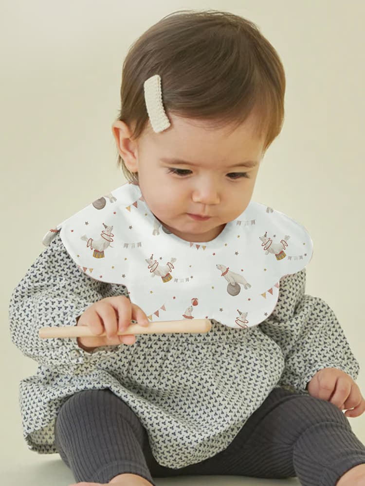 Baby Bib 100% Cotton Waterproof Drool Bib Newborn 360-Degree Extra Absorbent Feeding Bib