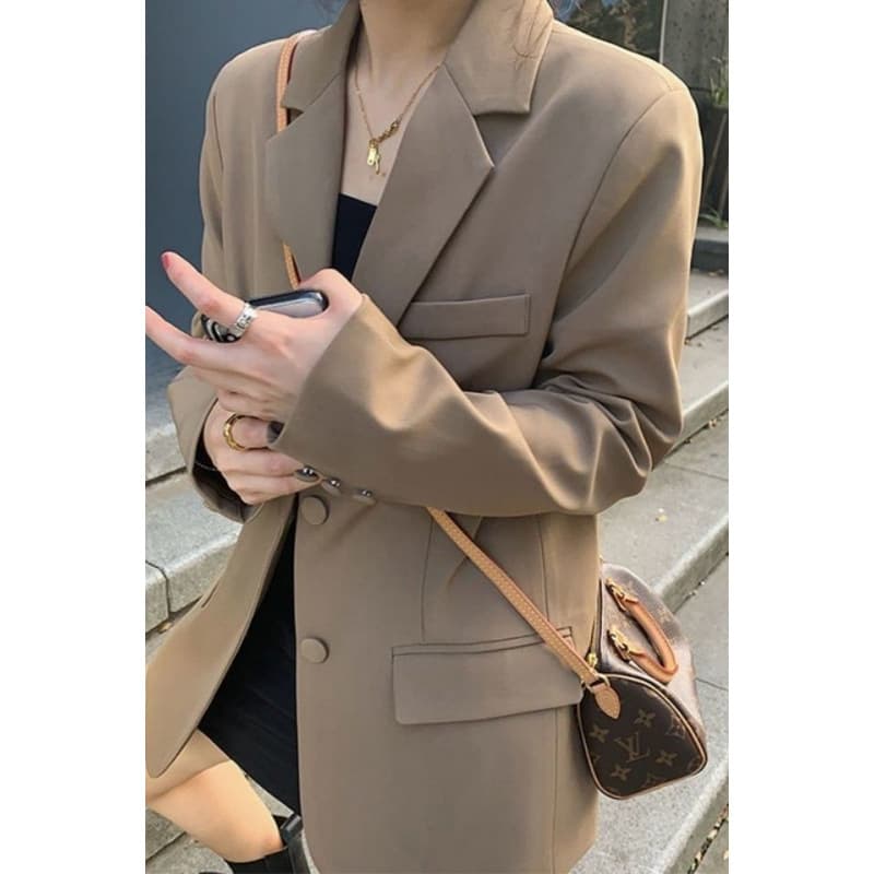 Women's Suit Jacket 2025 Spring and Autumn New Korean Style Loose Fit Slimming Student Mid-Length Top Casual Blazer