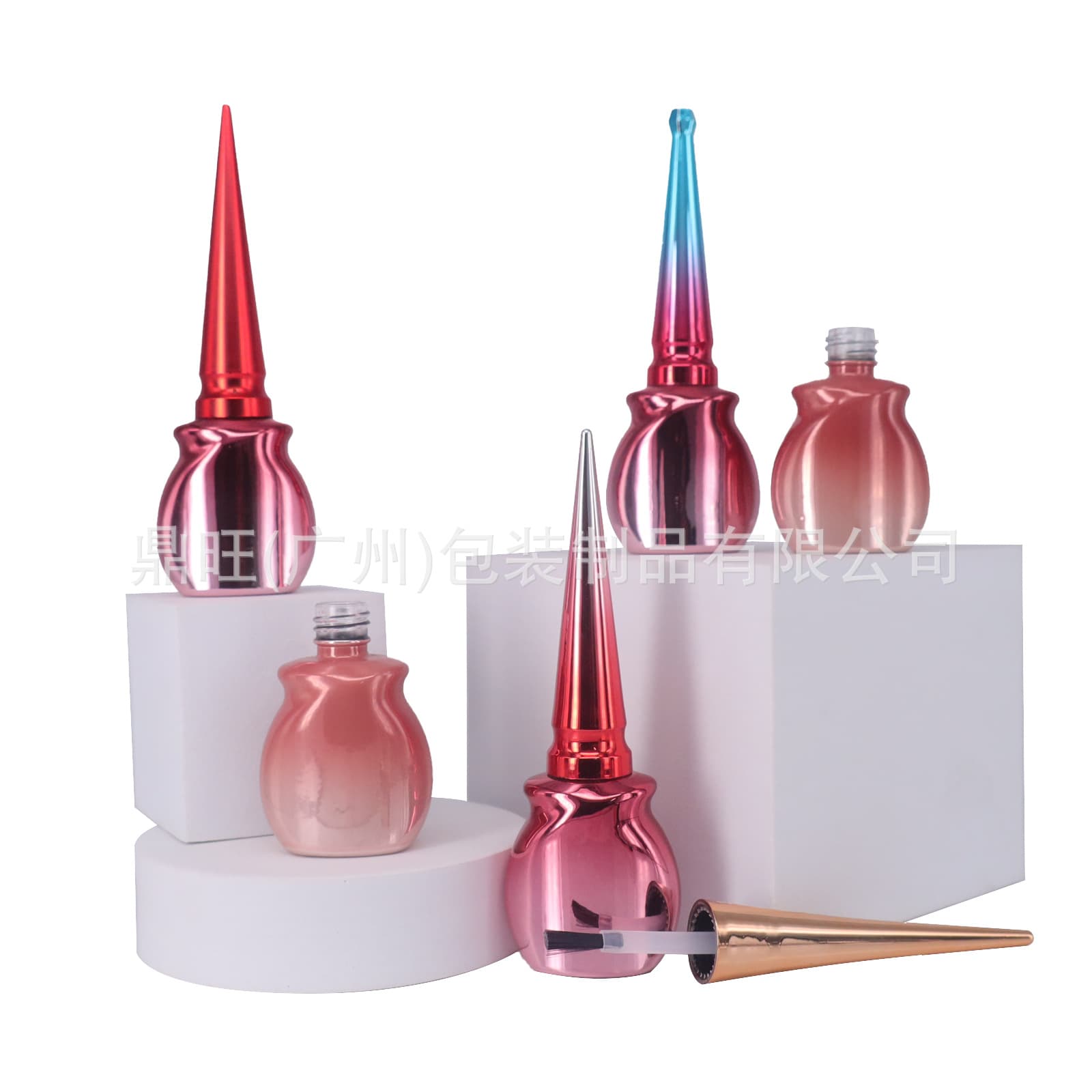 Factory Supply 10ml Spray Electroplated Nail Gel Refill Bottle Nail Polish Empty Bottle Matching Nail Gel Cap Brush