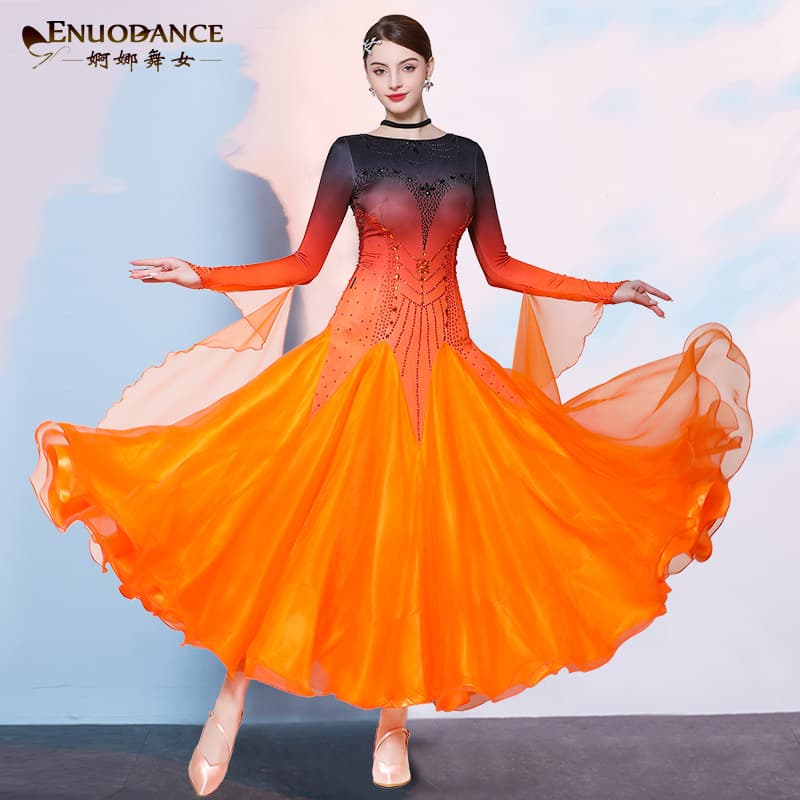 Graceful dancers in modern ballroom dresses, perfect for ballroom dancing, waltz, social dancing, cha-cha, square dancing, large-scale performances, and competitions.