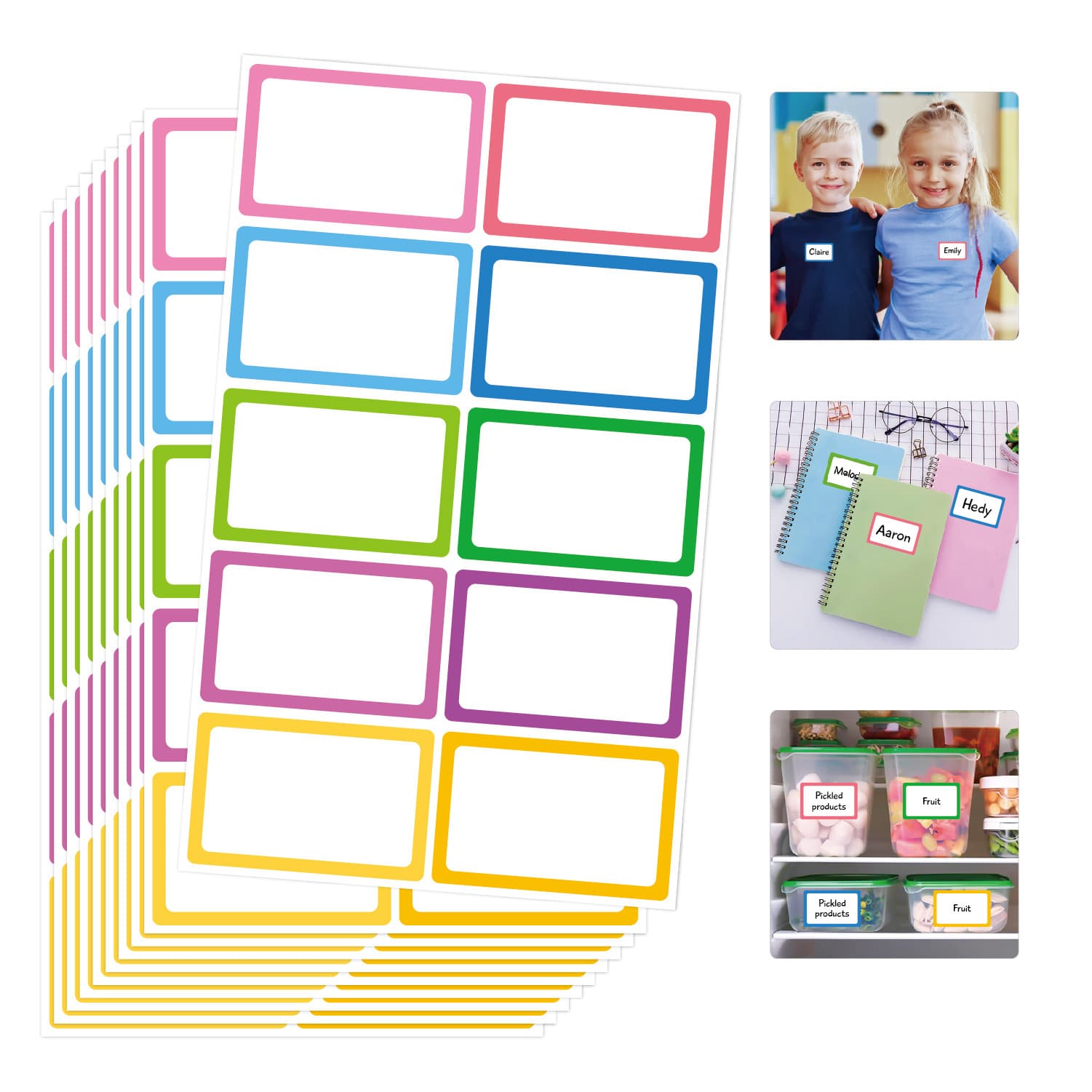 Cross-border classification label stickers, writable and printable color border stickers, thickened name stickers