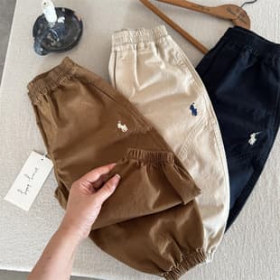 Sweet Xiaosi Children's Pants Autumn Boys Japanese Street Style Casual Pants Baby Toddler Washed Cotton Drawstring Pants