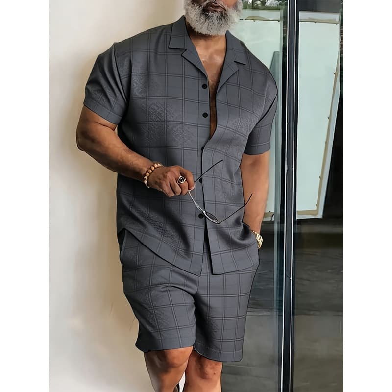 Cross-border Amazon Summer Casual 3D Print Shirt and Shorts Set for Men Beach Outfit