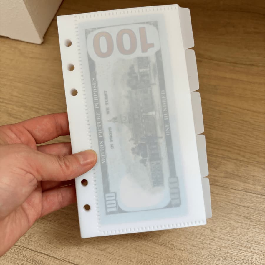 Cross-border A6 PP Refill Pockets Transparent White 5-Pack Notebook Creative Cash Budget Planning Pockets