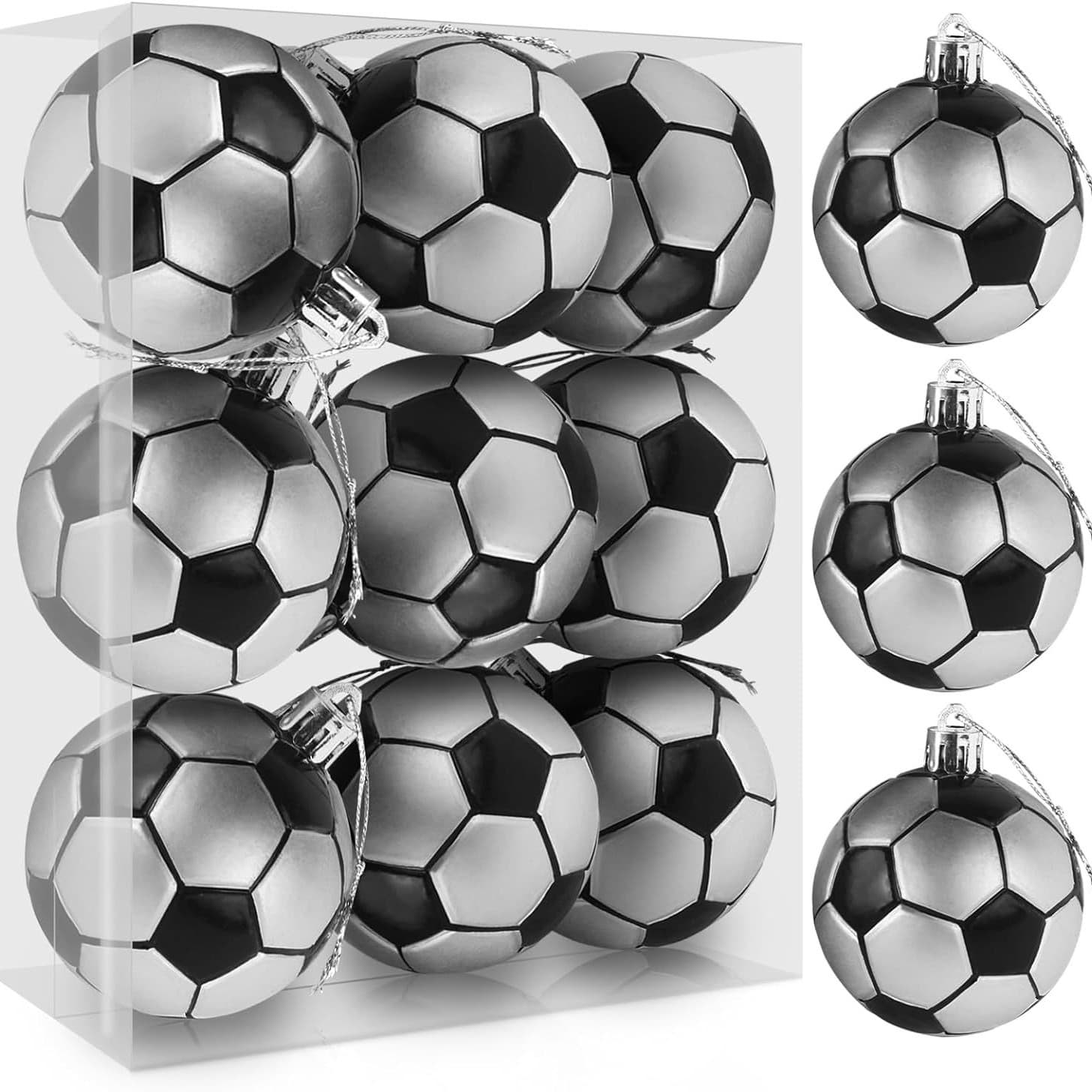 Cross-border Christmas Ball Football Christmas Tree Decoration Ball Hanging Ornament Printed 6CM