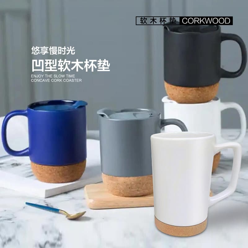 Molded one-time cork bottom ceramic cork coaster cork insulation pad mug cork pad cork base