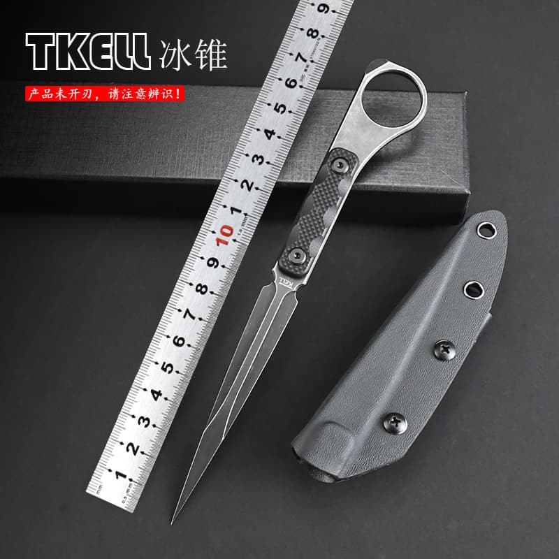 New Tkell-Ice Pick Outdoor Knife, Multi-Functional Portable Knife with K-Sheath, Adventure Survival Knife, Sharp Tactical Knife