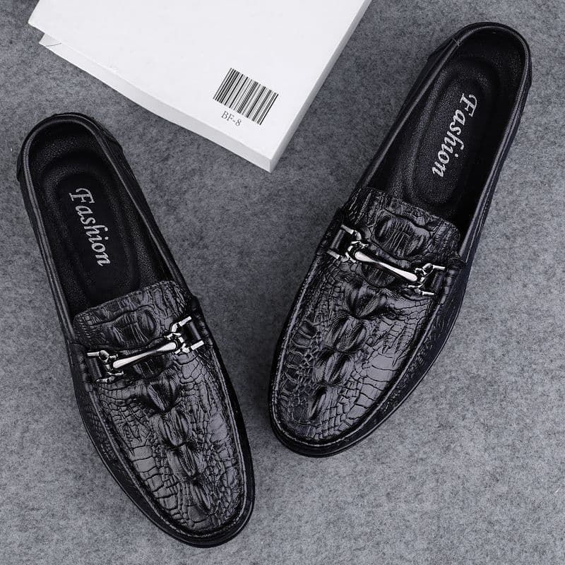 2026 Summer New Men's Business Leather Shoes Textured Crocodile Print Casual Soft Sole Men's Shoes Export Style