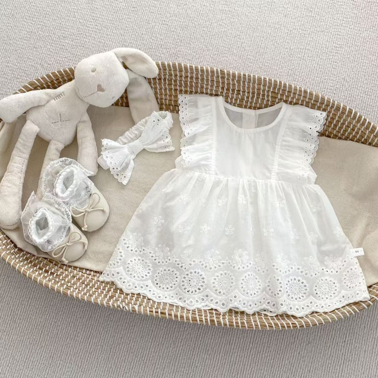 Versatile little flying sleeves infant and toddler harem dress summer forest style girl baby bag crawling clothing