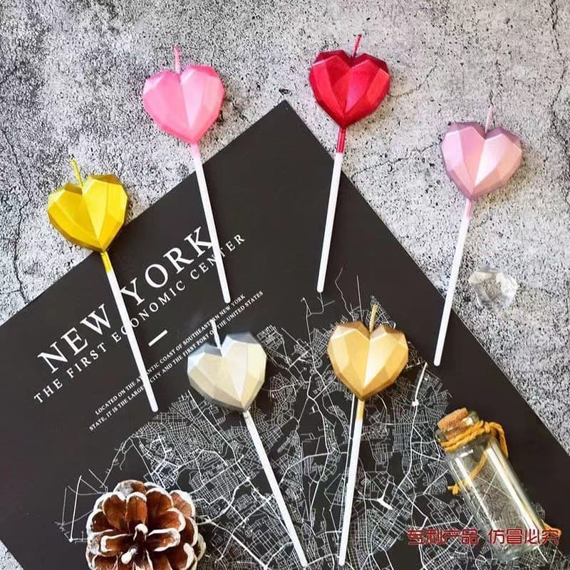PVC boxed love star birthday cake candle decoration creative romantic love diamond gold-plated heart-shaped candle