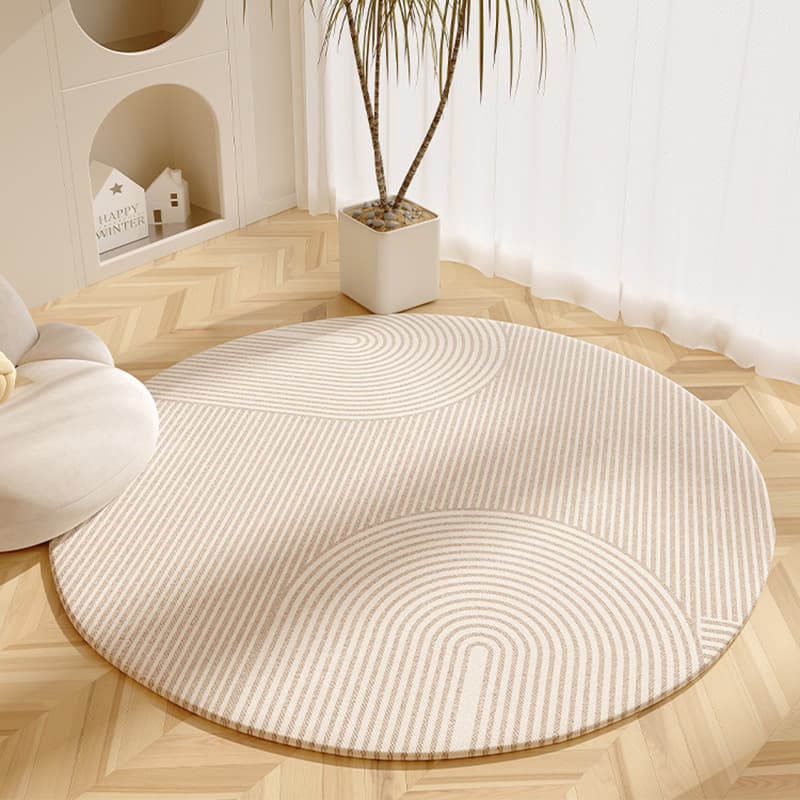 Modern Minimalist Round Faux Cashmere Rug, Living Room, Easy-to-Clean, Stain-Resistant, Sofa Coffee Table Mat, Bedroom Bedside Cold-Insulating Carpet