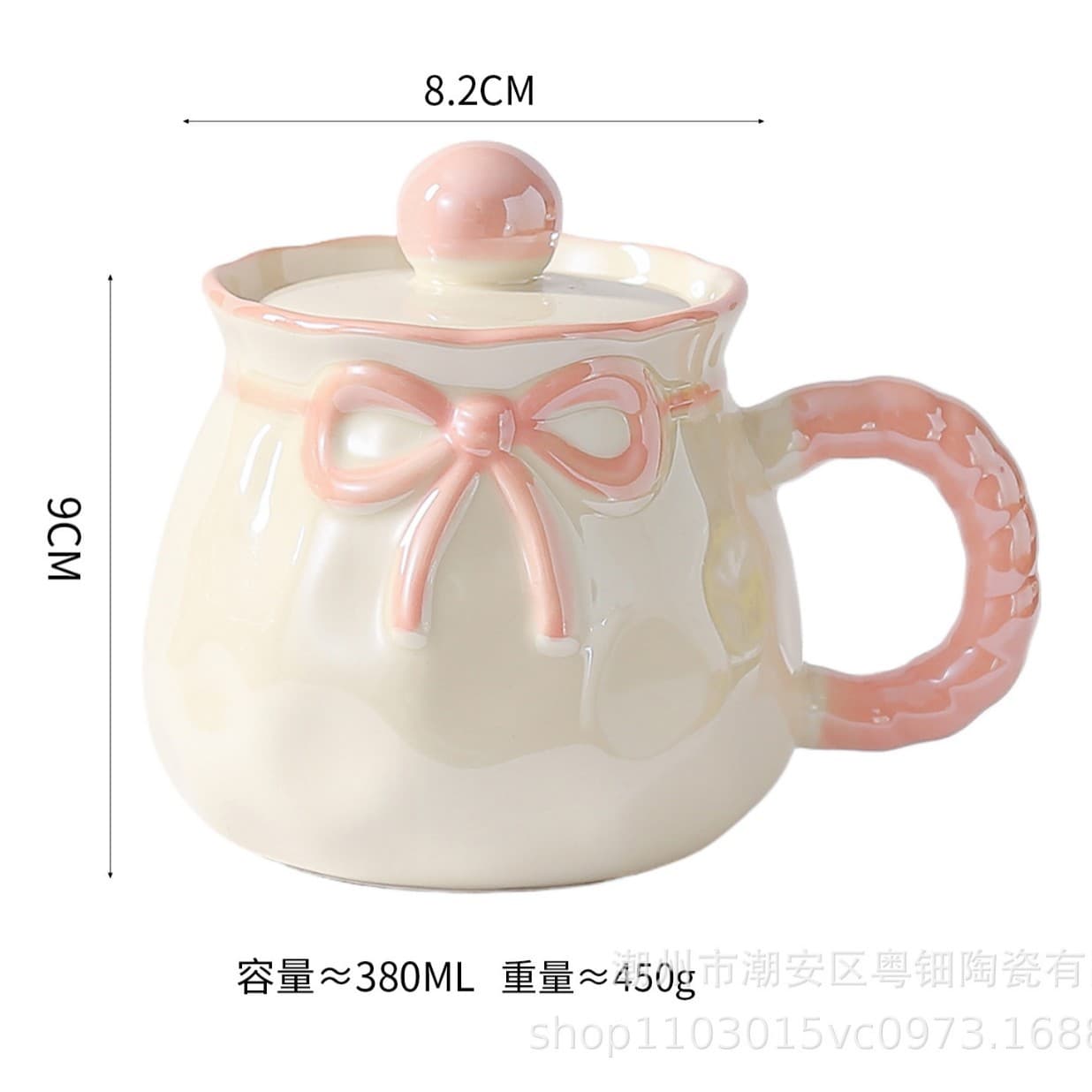 Ins-Style Lucky Bag Cup Fresh and Cute Bow Ceramic Cup Niche Electroplated Mug Hand-Painted Birthday Gift for Girls