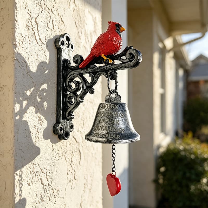 Cross-border New Product Cardinals Memorial Garden Bell Red Cardinal Bird Memorial Doorbell Garden Bell