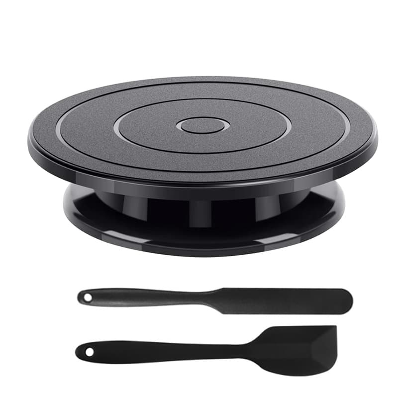Cross-border black cake turntable plastic decorating turntable diy baking tool set cream spatula ready stock