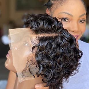 Pixie Curly Frontal Wigs Human Hair Wig Export Front Lace Human Hair Wig