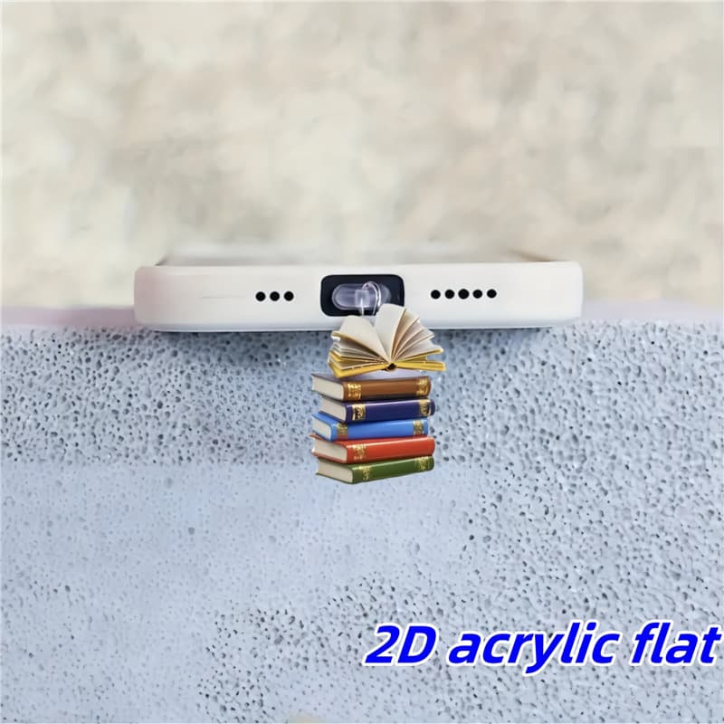 2D Flat Colorful Book Pattern Acrylic Dust Cover, Universal Phone Dust Cover, Compatible