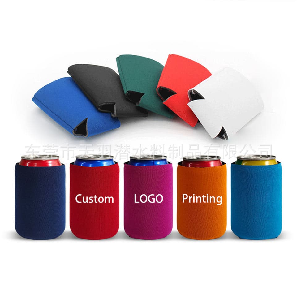 Cross-border hot-selling, ready stock imitation neoprene bottom-connected cup sleeve, 330ml beer and Coca-Cola can sleeve, foam cup sleeve