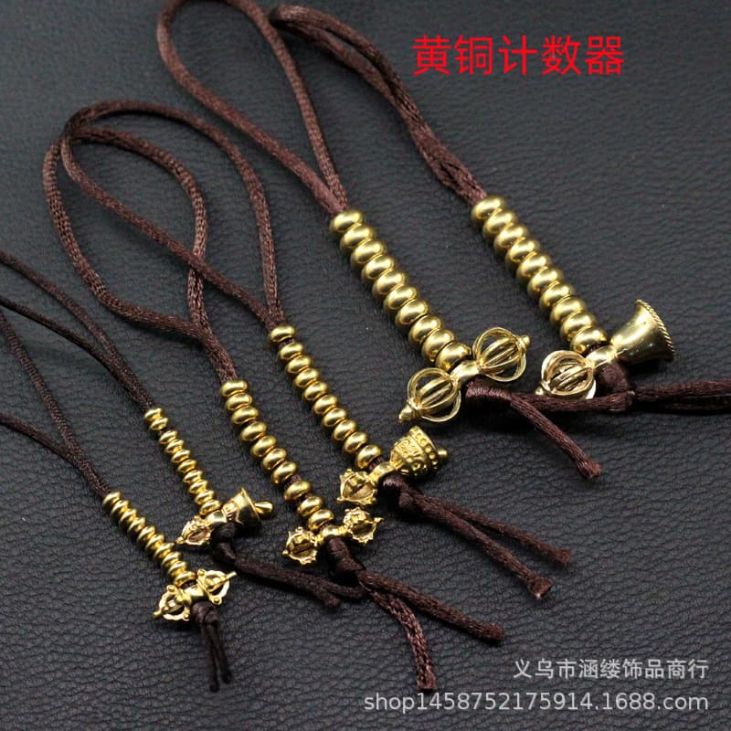 DIY Brass Necklace Accessories, Bodhi Seed Bracelet Counter Pendant, Vajra Bell and Vajra Counting Accessories