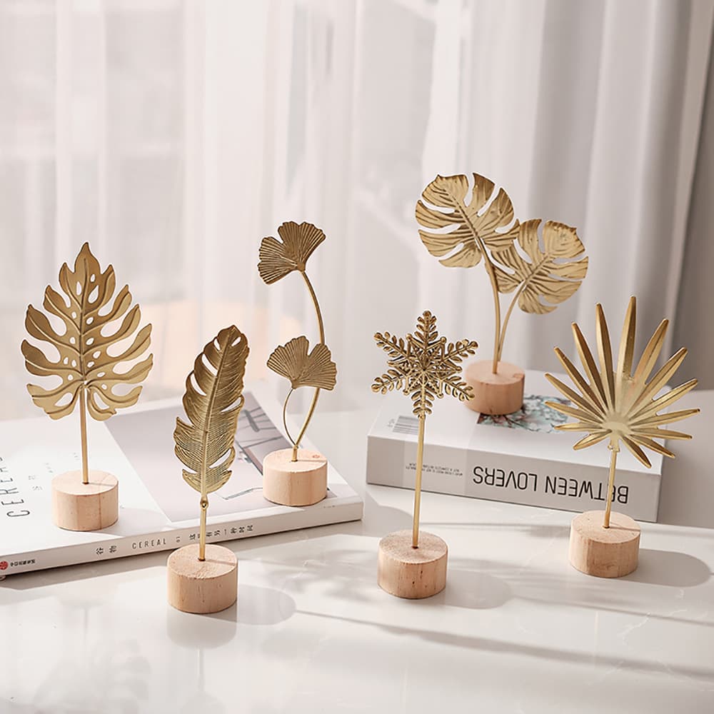 Nordic style light luxury metal crafts creative home living room entrance wine cabinet decoration iron ginkgo leaf ornaments