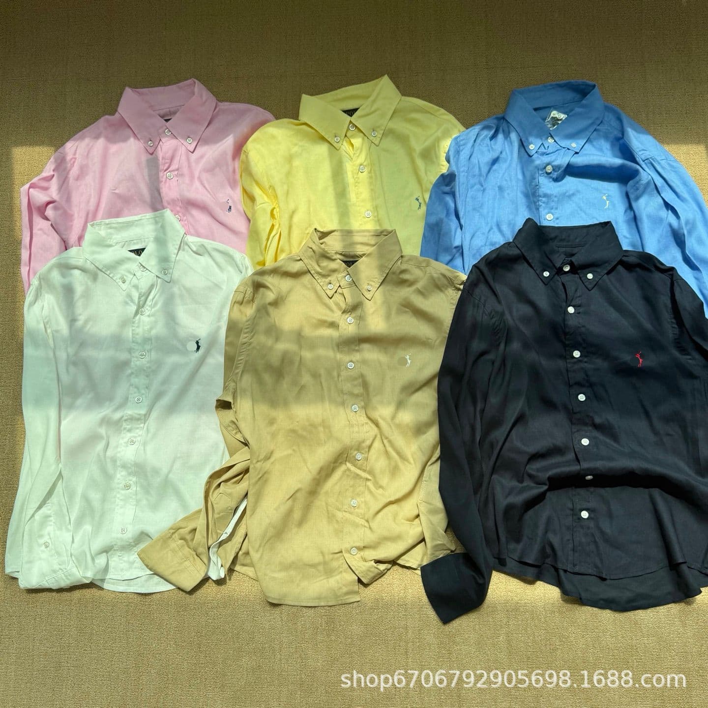 High-Quality Little Horse Men's and Women's Oversized Casual Long-Sleeve Linen Shirt with Embroidered RL Logo