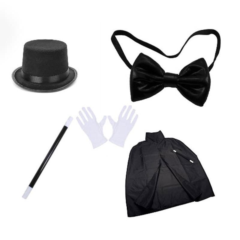 Magician Hat Necktie Magic Wand Halloween Robe Role-playing Costume Accessories Performance Props Polyester Handmade Mechanical