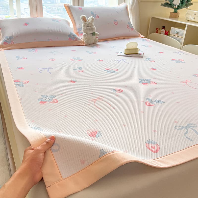 Summer Ice Silk Cooling Mat for Home Use, 2026 New Model, Dual-Use for Winter and Summer, Machine Washable Bamboo Mat, Summer Bed Sheet, Straw Mat