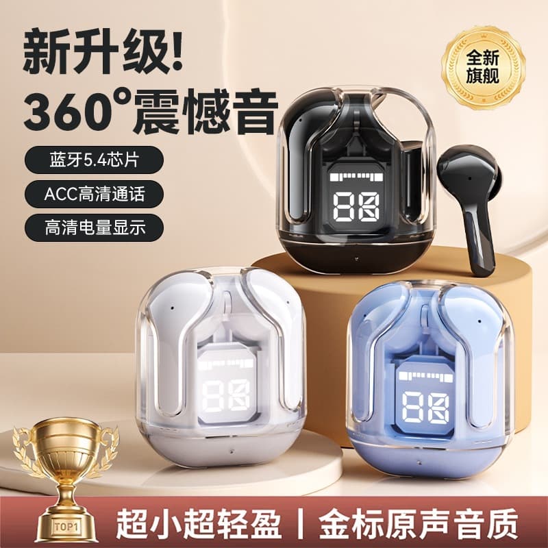 ai31 headset wireless TWS Bluetooth headset digital display hk3 cross-border headset 2026 new transparent Bluetooth headset