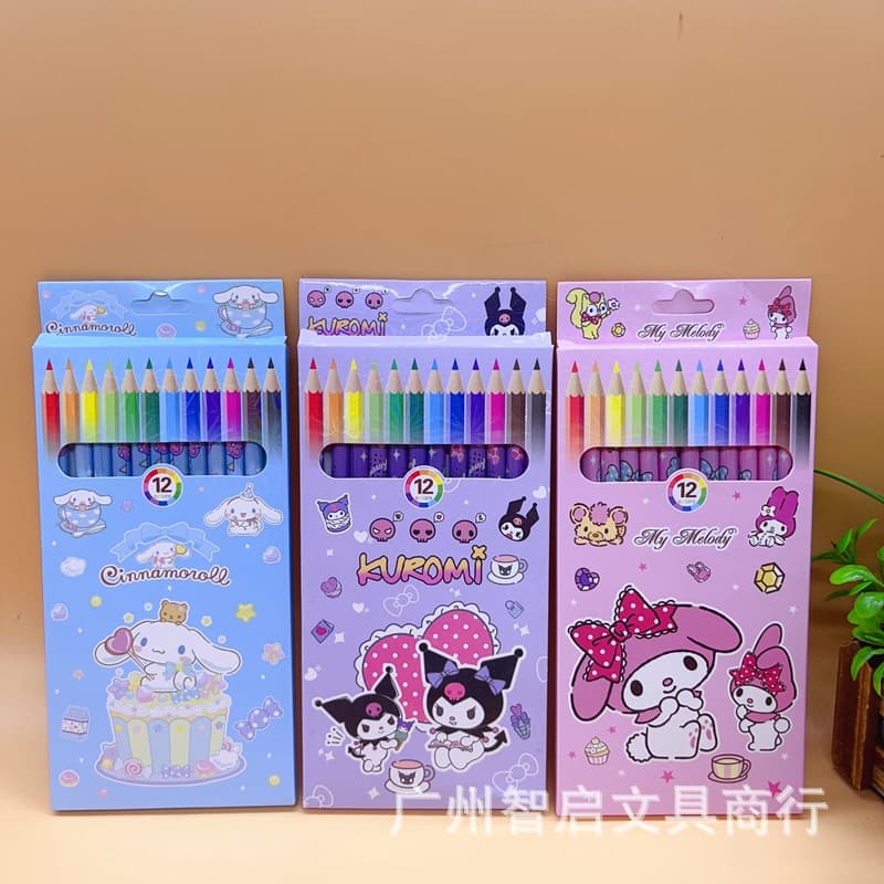New Cartoon 12-Color Colored Pencils Creative Cute Wooden Pencils for Children's Art Drawing Graffiti Coloring Bulk