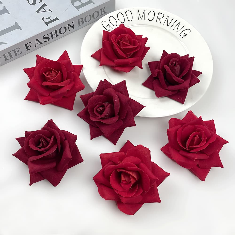 Faux Velvet Rose Flowers DIY Hair Ornament Headpiece Material Kit Wedding Hall Wall Flower Car Hood Ornament Prop Fake Flowers