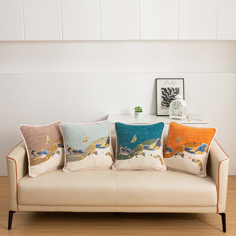 Nordic Light Luxury Rolled Edge Chenille Throw Pillow for Home Sofa Bed Head Soft Waist Support Decorative Car Cushion Cover