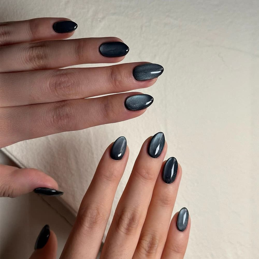 Cool Black Cat Eye Starry Sky Wearable Nail Tips Simple Ins Style Fake Nail Stickers Nails Starry Nail Tips