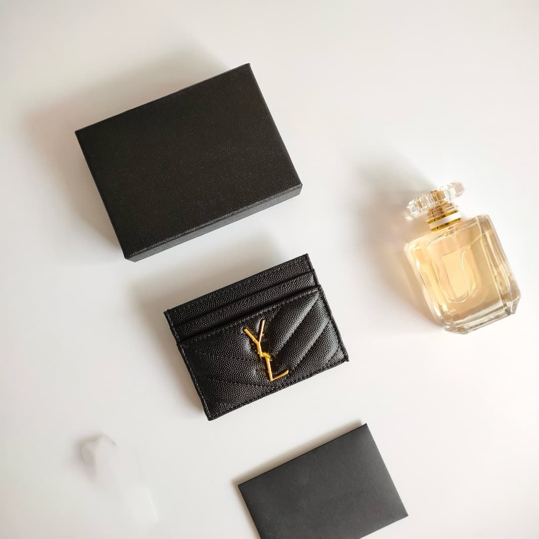 Factory Direct Wholesale Card Holder Card Case Caviar Crocodile Pattern Vintage YSL Chanel Style Retro Meal Card