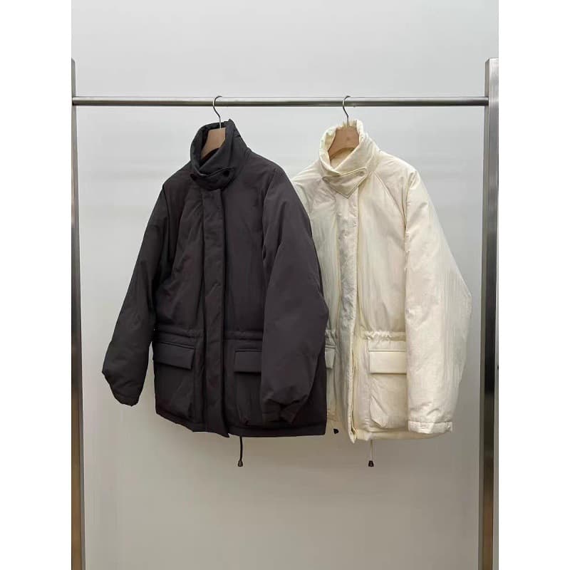 Now 25 Winter New Korean Dongdaemun Utre Loose Casual Stand Collar Drawstring Design Down Jacket Coat