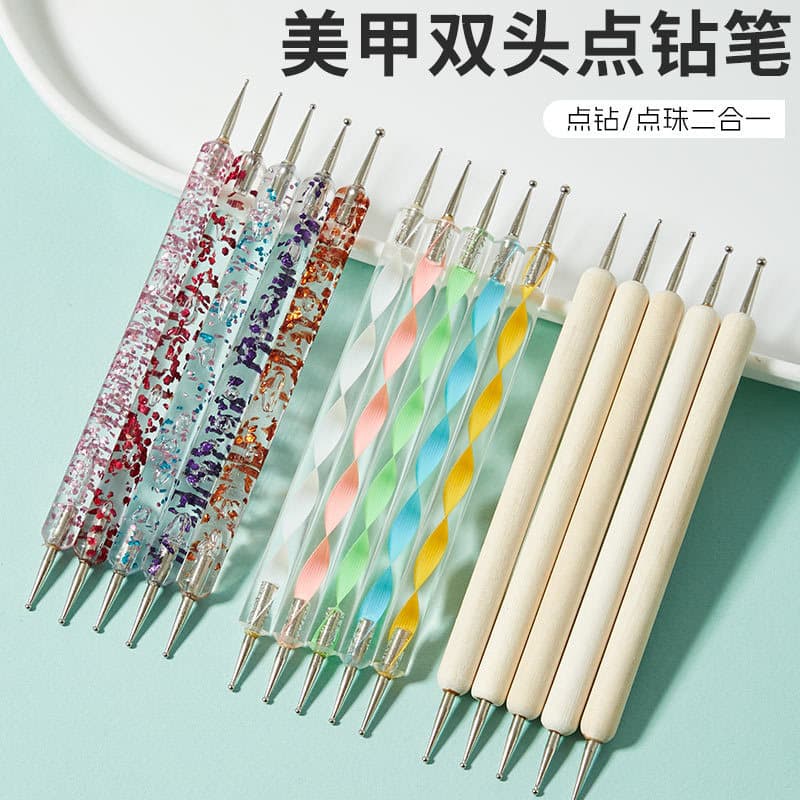 5-piece set of log rods, indentation pens, dotted needles, dotting pens, rolling paper, manicure tools, pottery creasing pens, essential for manicure