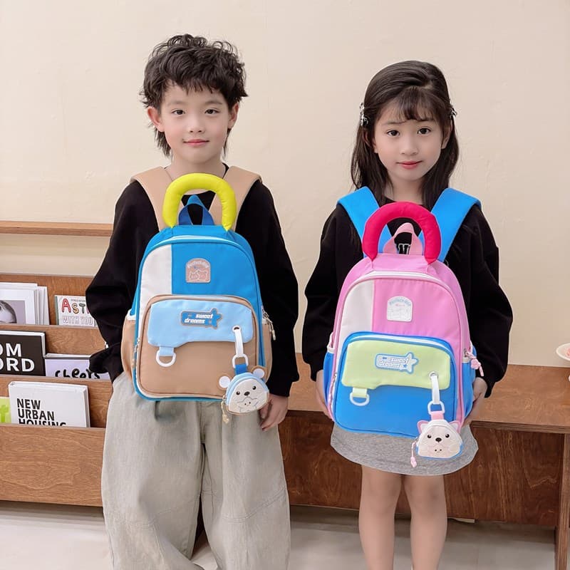 Backpack for Students 3-5 Years Old Kindergarten Preschool Nursery Spine Protection Lightweight Cute Cartoon Multi-Color Oxford Cloth