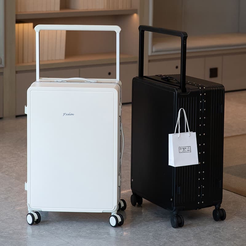 Center-mounted wide trolley suitcase with universal wheels 20 inches for men and women, high-looking boarding case, silent and sturdy travel suitcase