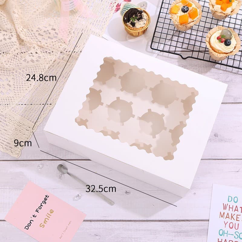 Custom Cake Box with Clear Window Muffin Box Cupcake Packaging Box Bakery Takeout Box Egg Tart Box Pastry Box