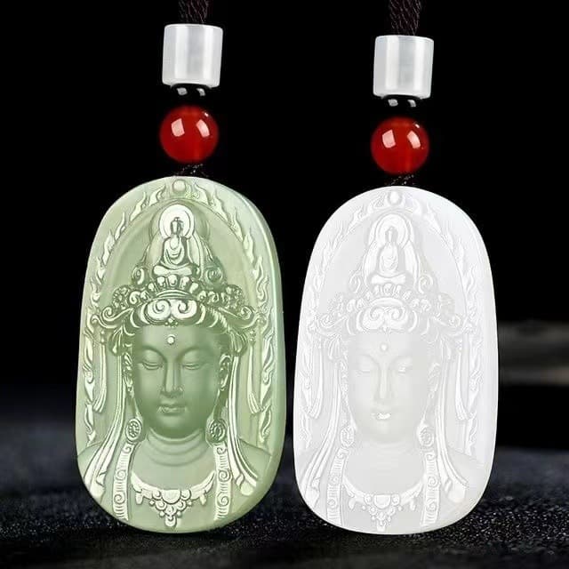 Hotan jade flat white jade Guanyin Bodhisattva pendant natural Afghan jade green Tara pendant blue and white jade wholesale