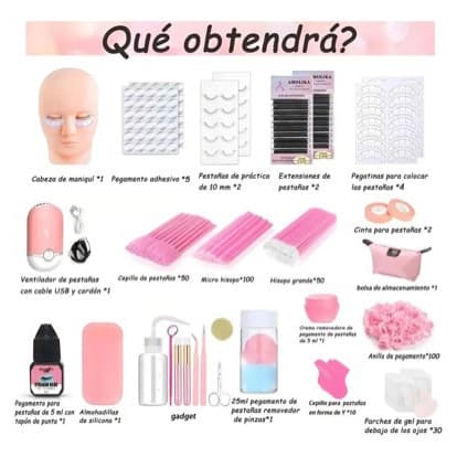 Eyelash Extension Kit for Beginners Training Practice with Mannequin Head Tools