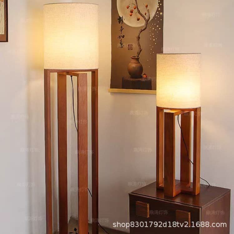 Retro solid wood tea room floor lamp designer hotel B&B living room decoration Southeast Asian atmosphere lamps