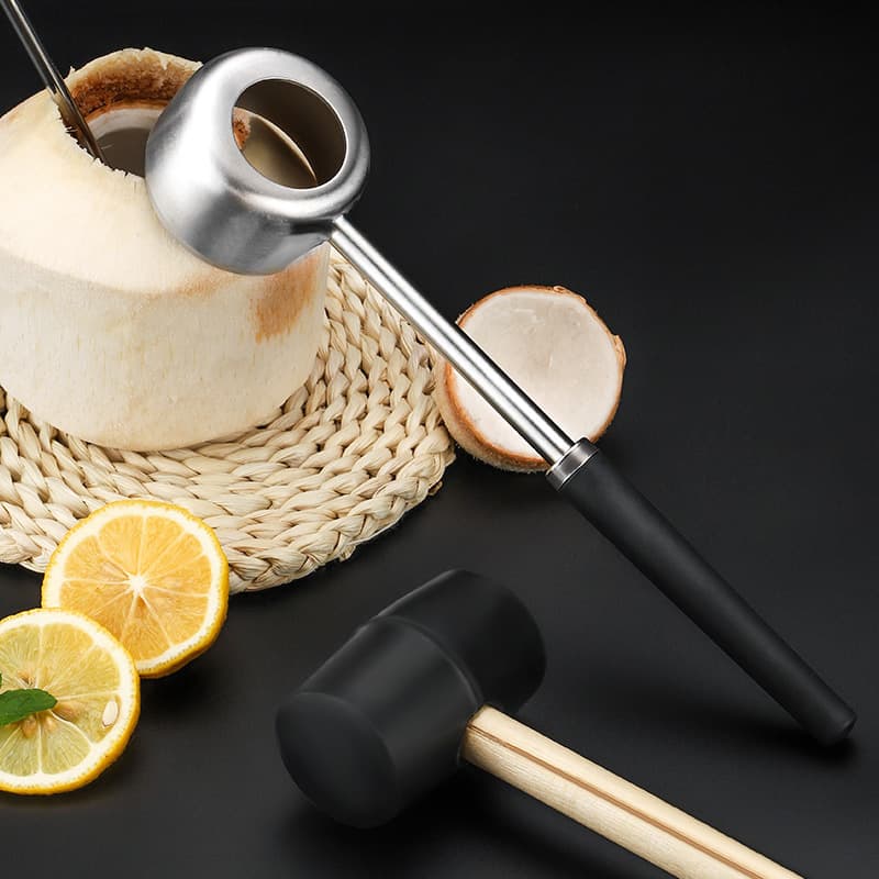 Comprehensive Coconut Opening Kit with Shell Cracker and Drill for Young Coconuts