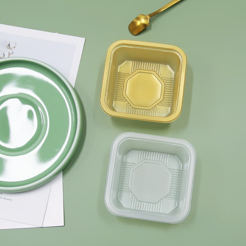 PP Blister Mooncake Tray Customizable Disposable Gold Pastry Insert Baking Packaging Cookie Dessert Insert Tray Box